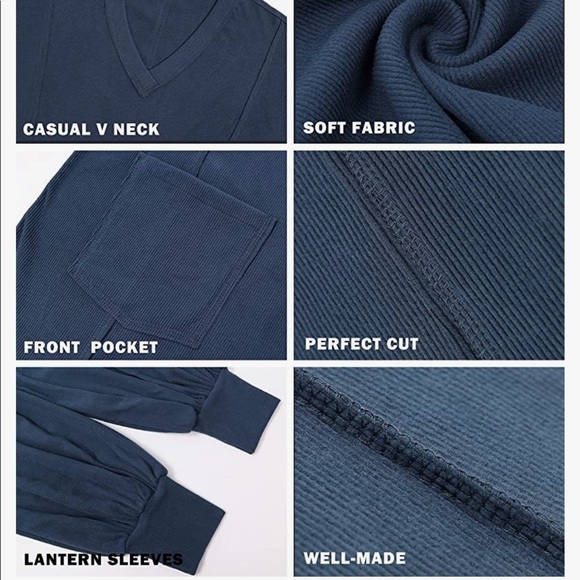 Women's Casual V Neck Balloon Sleeve Pullover Tunic Top - Picture 6 of 11